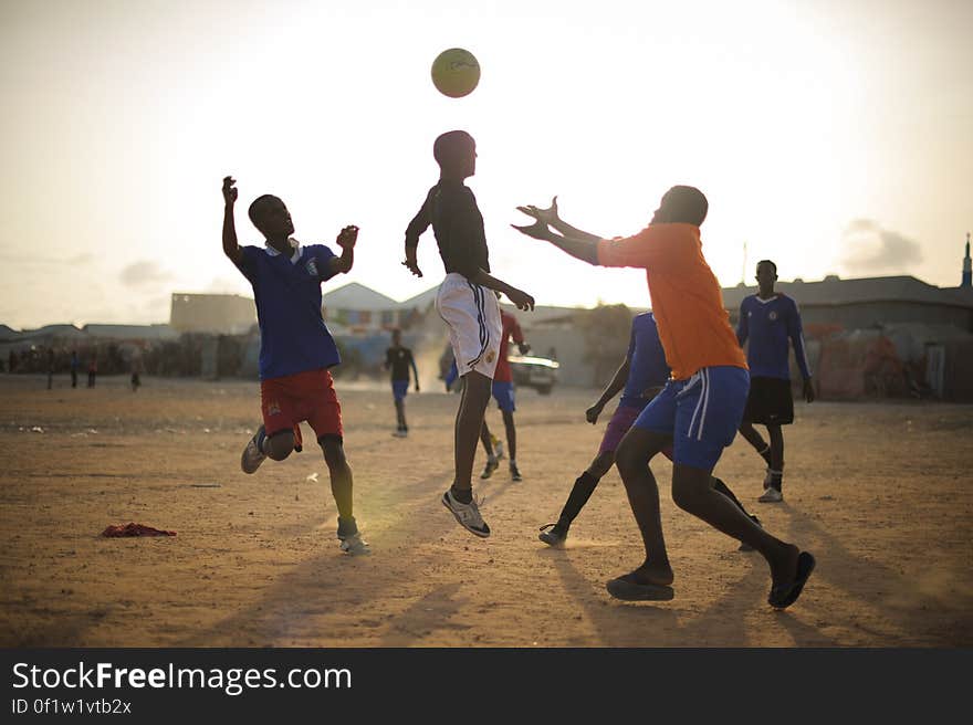 Children play football next to an IDP camp in Mogadishu, Somalia, on August 19. Illegal under al Shabab, football has made a huge comeback in Somalia, with Mogadishu&#x27;s streets literally filling up with children each afternoon as they come out to play the game. AU UN IST PHOTO / TOBIN JONES. Children play football next to an IDP camp in Mogadishu, Somalia, on August 19. Illegal under al Shabab, football has made a huge comeback in Somalia, with Mogadishu&#x27;s streets literally filling up with children each afternoon as they come out to play the game. AU UN IST PHOTO / TOBIN JONES.