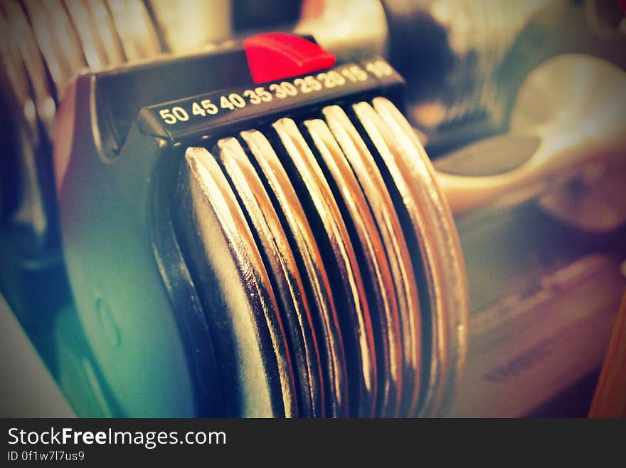 A close up of a massive weight with a weight indicator.