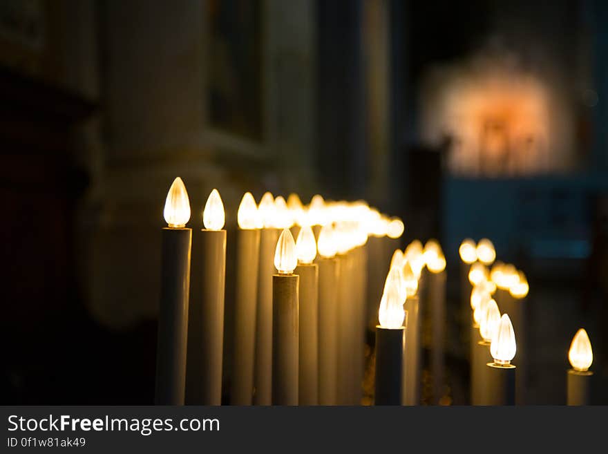 Closeup Photography of Candle Lamp Line