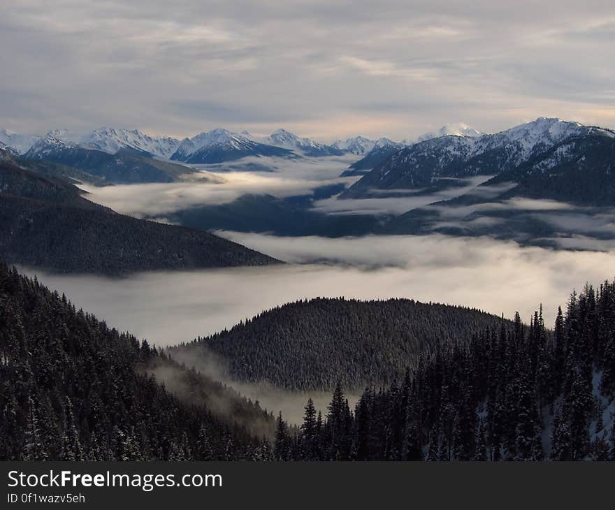 Aerial Photography of Foggy Mountains