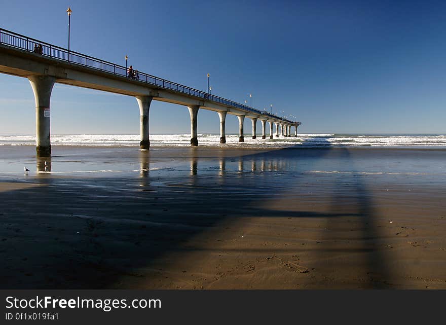 The first Pier at Christchurch&#x27;s popular New Brighton Beach was built in 1894 and its replacement opened in 1997. The first Pier at Christchurch&#x27;s popular New Brighton Beach was built in 1894 and its replacement opened in 1997.