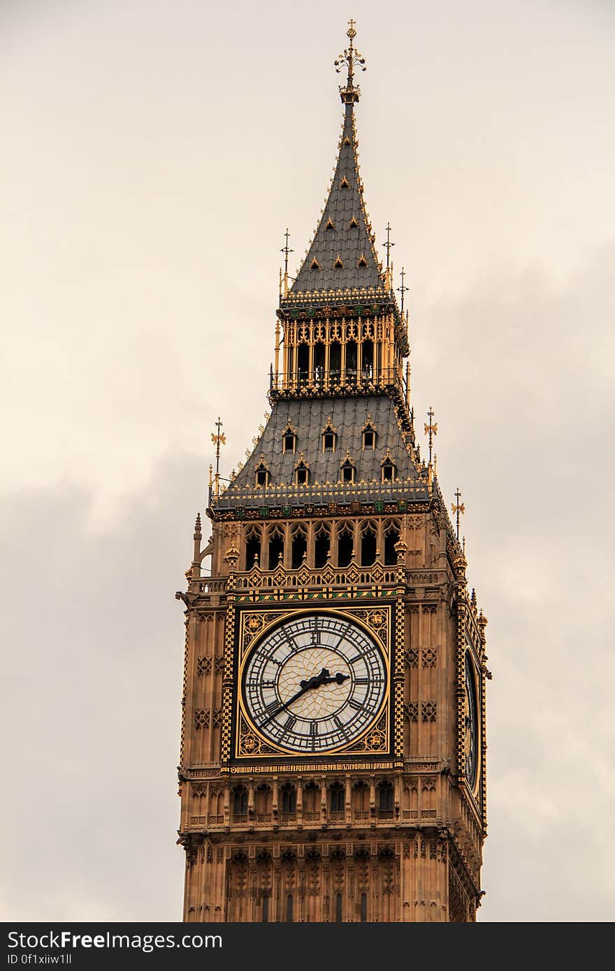 The Elizabeth tower, the bell tower of the Palace of Westminster with the clock known as Big Ben.