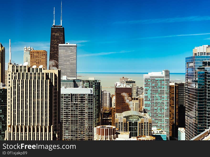 The skyline of Chicago, Illinois with John Hancock building. The skyline of Chicago, Illinois with John Hancock building.