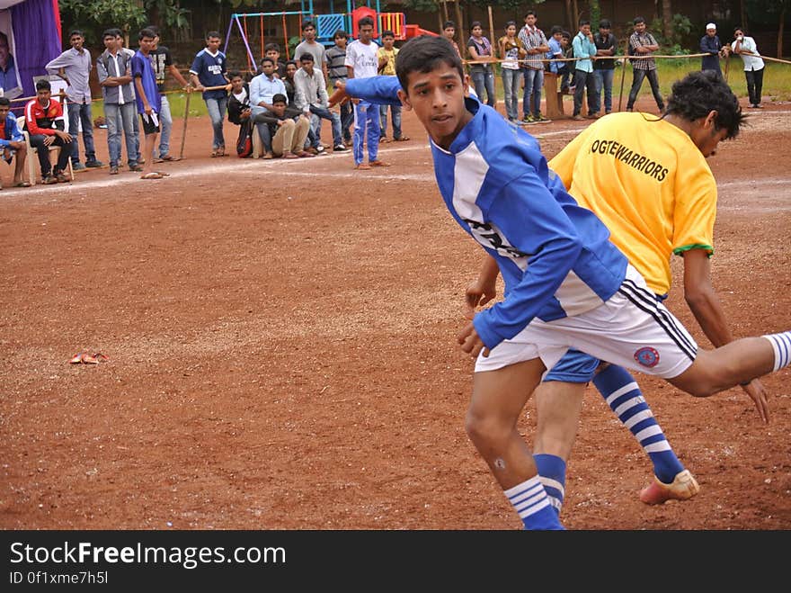 A soccer game in an Indian village.