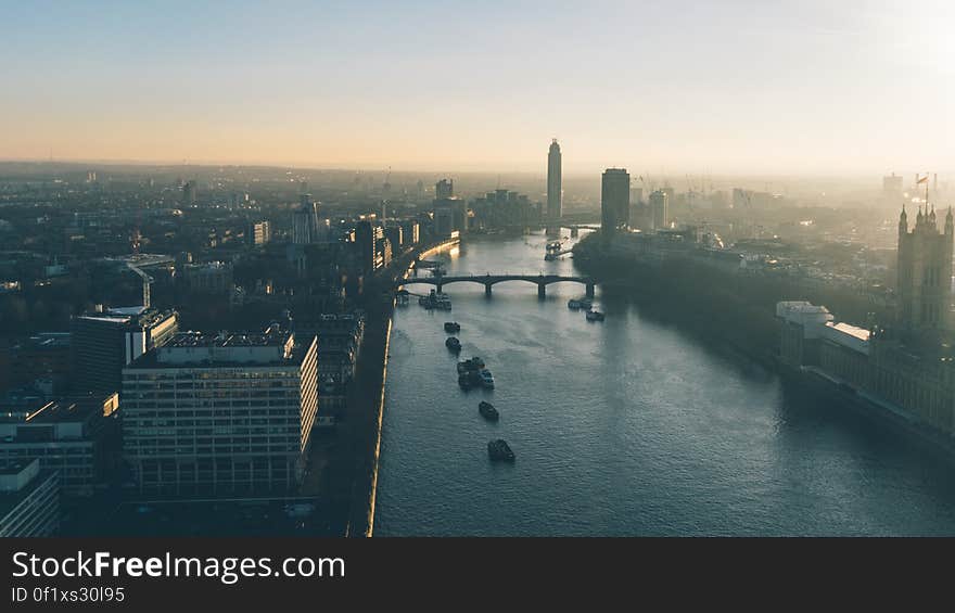 A view over the river Thames in London, England. A view over the river Thames in London, England.