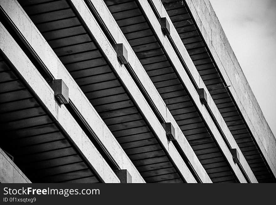 A view of a building with concrete floors. A view of a building with concrete floors.