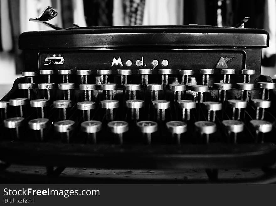 Gray Scale Photography of Typewriter