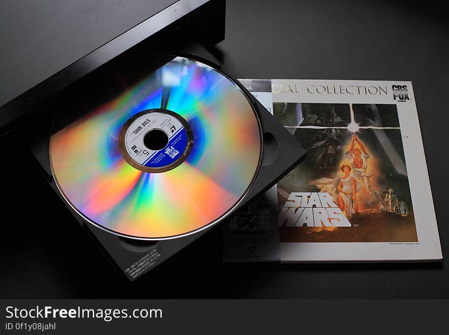 A Star Wars Special Collection laser disc in a player. A Star Wars Special Collection laser disc in a player.