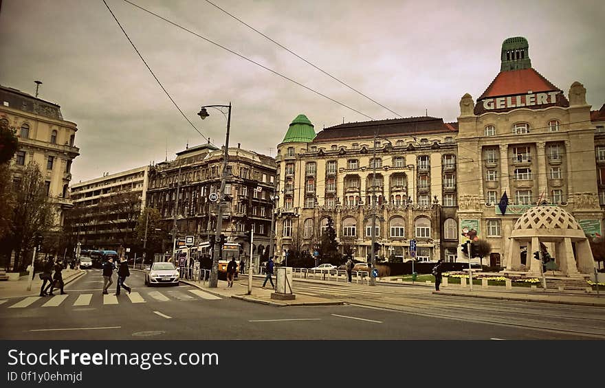 A view of Budapest, Hungary, with the Gellert bath house. A view of Budapest, Hungary, with the Gellert bath house.