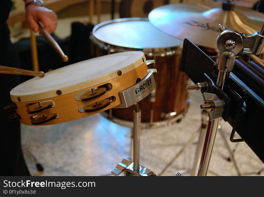 Brown and White Tambourine