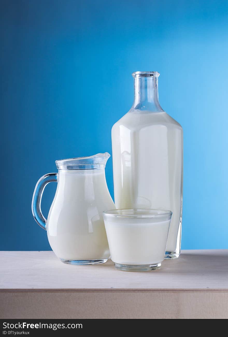 Close-up of Milk Against Blue Background