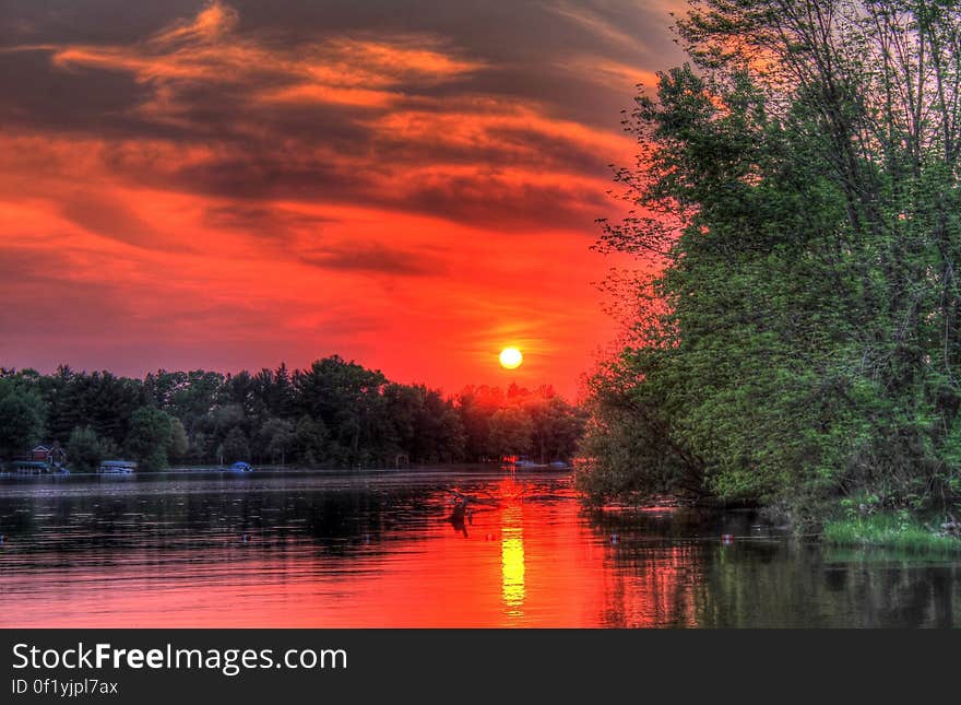 Scenic View of Lake during Sunset