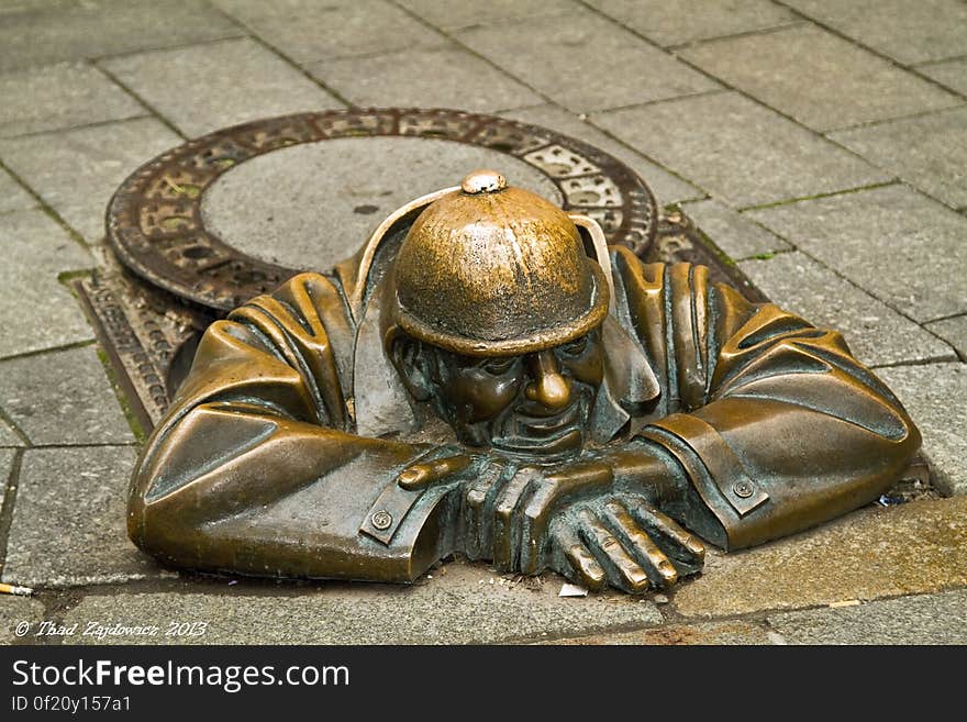 One of the neat and quirky street sculptures in Bratislava, Slovakia. To me, the humor we all must find in life. One of the neat and quirky street sculptures in Bratislava, Slovakia. To me, the humor we all must find in life.