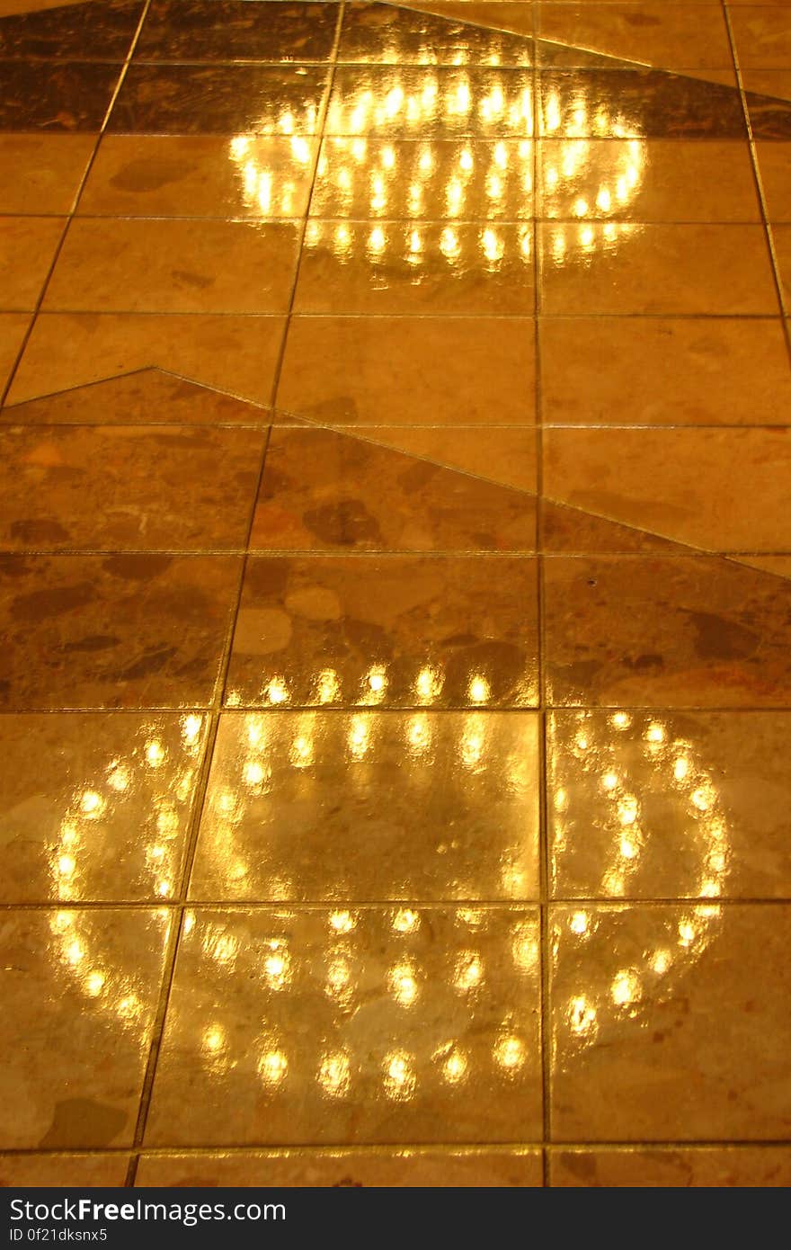 lights reflected in floor