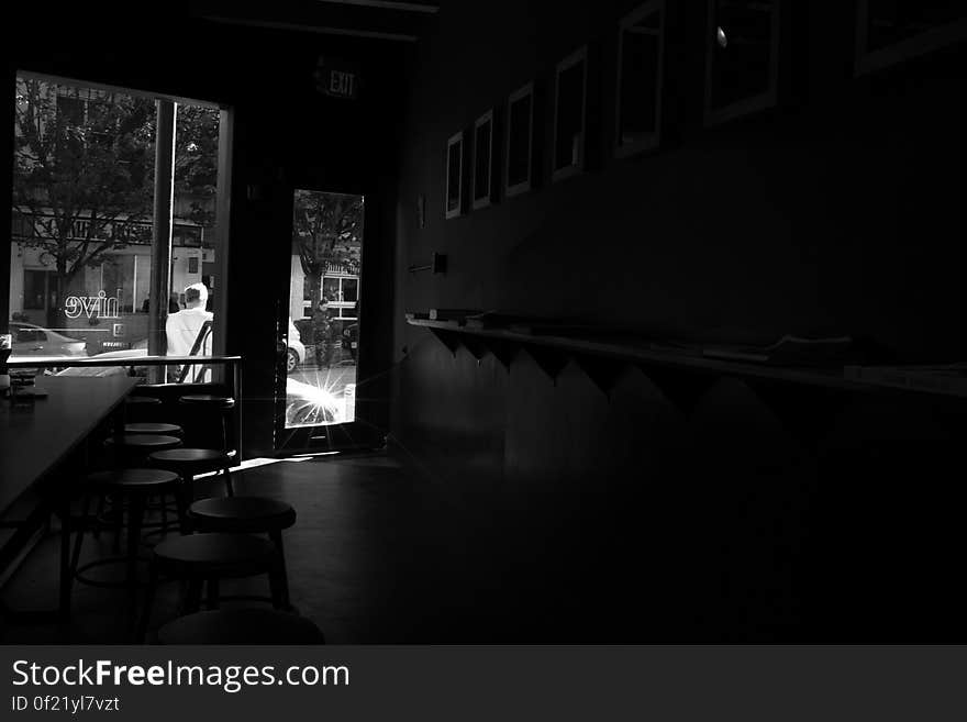 Table, Flash photography, Black-and-white, Style, Window, Chair