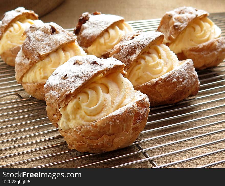 Bake Pastries With White Cream Fillings