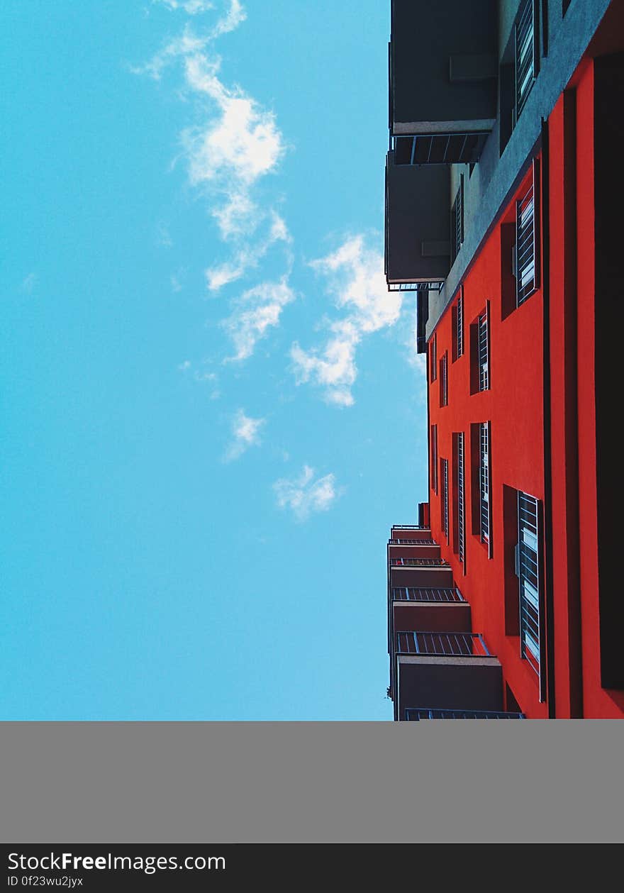 A house with a red wall.