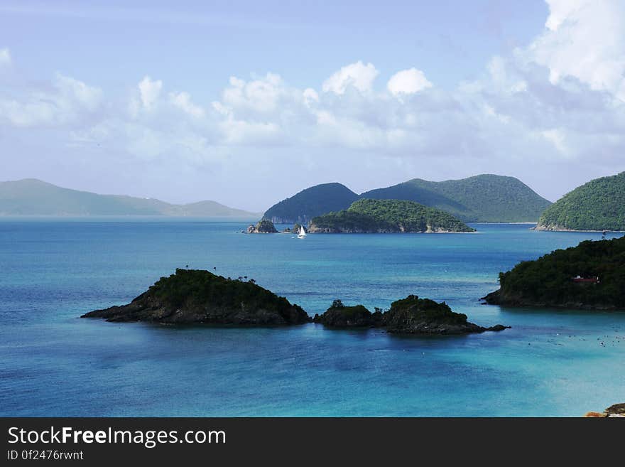 Enjoying Trunk Bay Overlook on a partly cloudy July afternoon. Enjoying Trunk Bay Overlook on a partly cloudy July afternoon