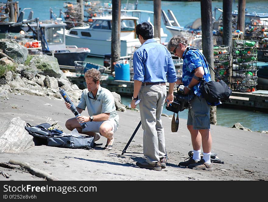 Description: USGS scientist Eric Grossman interviewed by KOMO-TV &#x28;ABC,Seattle&#x29; at the Swinomish Tribal Community Center. Location: La Conner, WA, USA Date Taken: 7/21/2008 Photographer: John Clemens, U.S. Geological Survey Source: This image is part of the USGS and Coast Salish partnership to measure water quality in Pugent Sound and the Straight of Georgia. &#x28;usgs.gov/coastsalish&#x29;. Description: USGS scientist Eric Grossman interviewed by KOMO-TV &#x28;ABC,Seattle&#x29; at the Swinomish Tribal Community Center. Location: La Conner, WA, USA Date Taken: 7/21/2008 Photographer: John Clemens, U.S. Geological Survey Source: This image is part of the USGS and Coast Salish partnership to measure water quality in Pugent Sound and the Straight of Georgia. &#x28;usgs.gov/coastsalish&#x29;