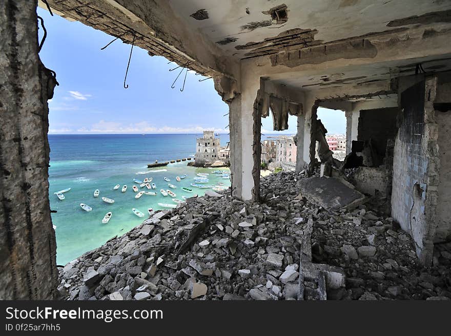 Once one of Mogadishu&#x27;s most luxurious hotels, the Al-Uruba lays in ruins after two decades of civil war. Though building work in Mogadishu is on the rise, it may still be several years before many of the city&#x27;s buildings will be restored. AU-UN IST PHOTO / TOBIN JONES. Once one of Mogadishu&#x27;s most luxurious hotels, the Al-Uruba lays in ruins after two decades of civil war. Though building work in Mogadishu is on the rise, it may still be several years before many of the city&#x27;s buildings will be restored. AU-UN IST PHOTO / TOBIN JONES.