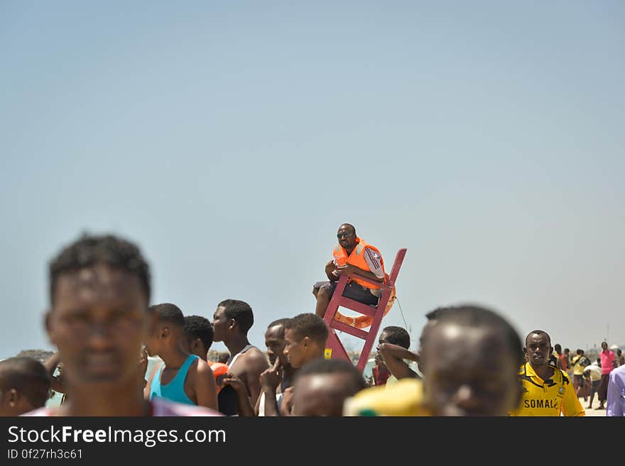 A lifeguard sits watch on LIdo beach in Mogadishu, Somalia, on January 31. The Mogadishu lifeguards, consisting entirely of a volunteer force of fisherman, began patrolling Lido beach in September 2013 after a spate of drownings. Mogadishu&#x27;s beaches have become a popular destination for the city&#x27;s residents since al Shabab withdrew the majority of its militants from the city in 2011. AU UN IST PHOTO / Tobin Jones. A lifeguard sits watch on LIdo beach in Mogadishu, Somalia, on January 31. The Mogadishu lifeguards, consisting entirely of a volunteer force of fisherman, began patrolling Lido beach in September 2013 after a spate of drownings. Mogadishu&#x27;s beaches have become a popular destination for the city&#x27;s residents since al Shabab withdrew the majority of its militants from the city in 2011. AU UN IST PHOTO / Tobin Jones