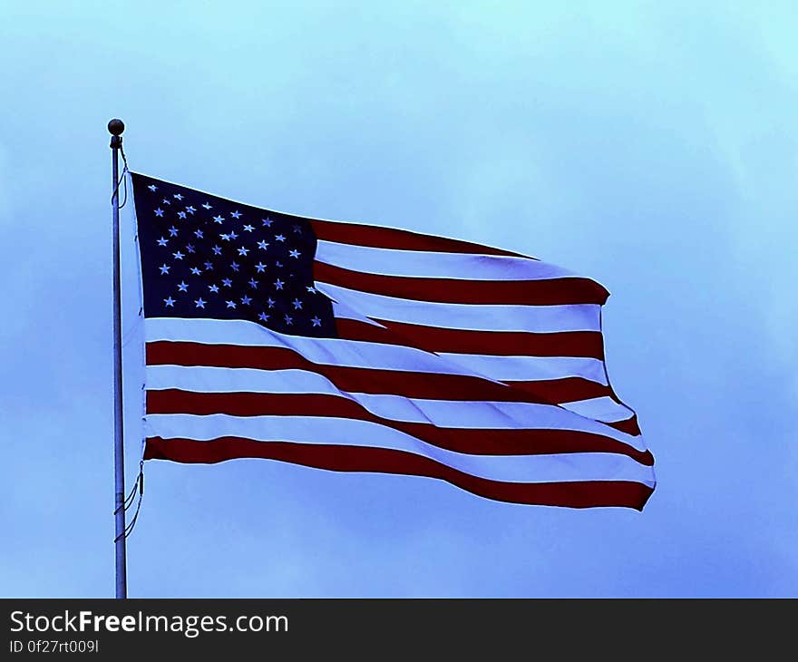 vintage USA Flag and blue sky