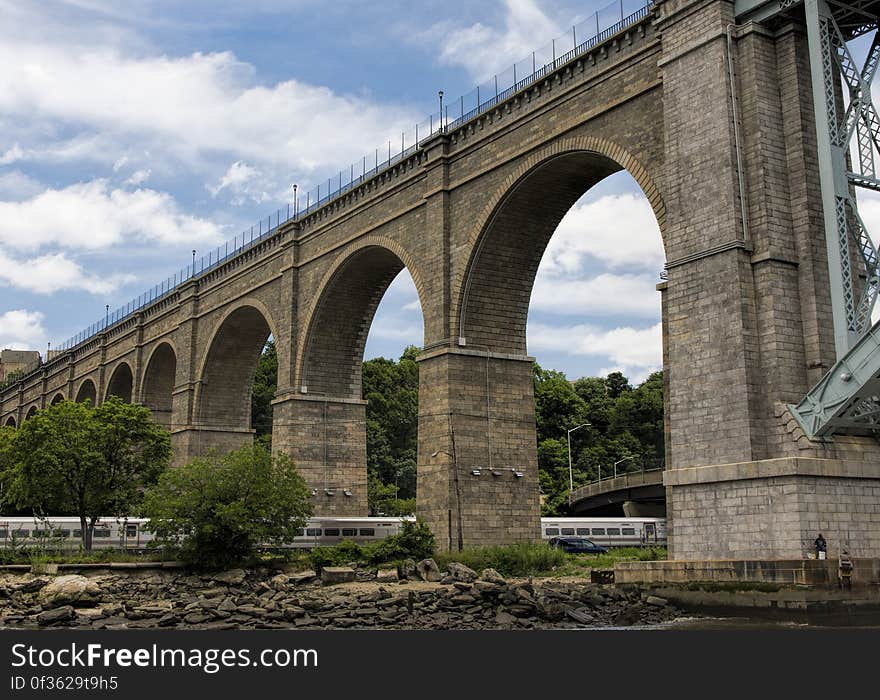 The old Aqueduct bridge or High Bridge, an old bridge reopened for pedestrians in New York City. The old Aqueduct bridge or High Bridge, an old bridge reopened for pedestrians in New York City.