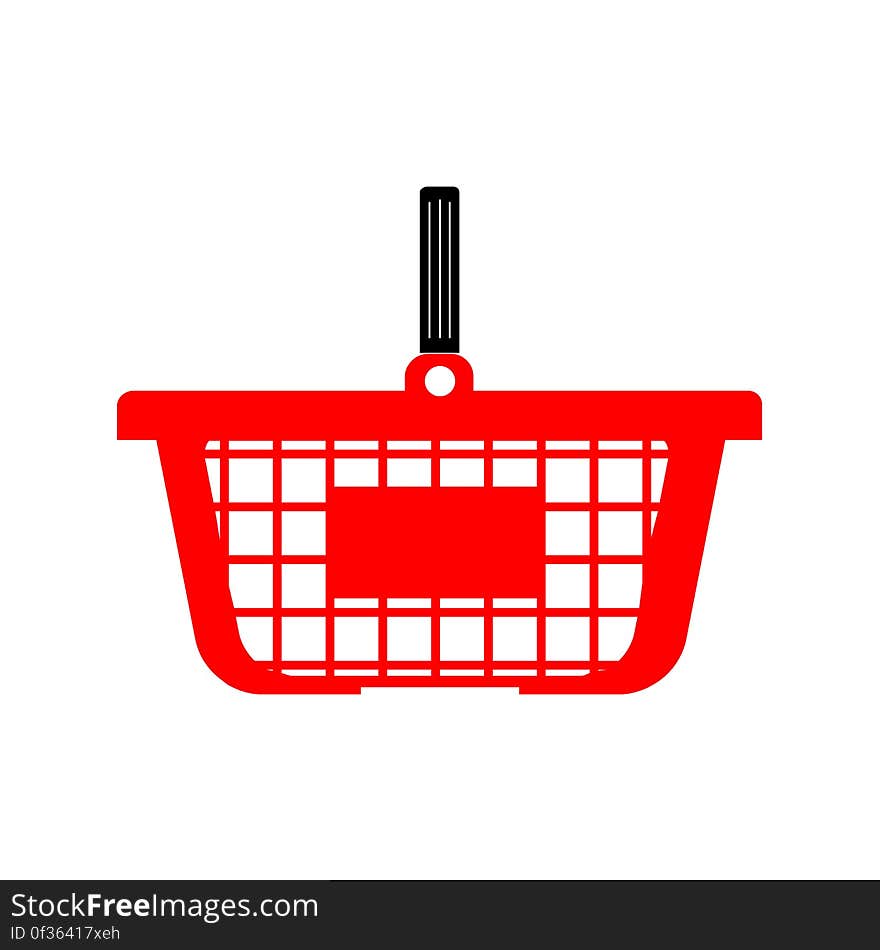 Shopping basket or cart - red colour in flat design. Shopping basket or cart - red colour in flat design.