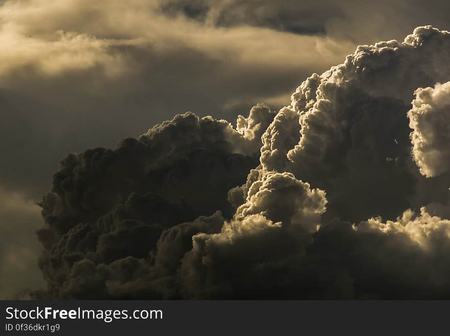 Sky background with dark clouds.