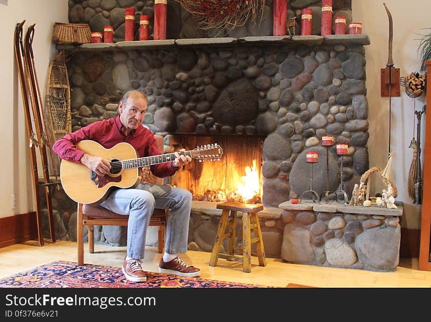 Paul - Fireplace and Guitar 2.JPG