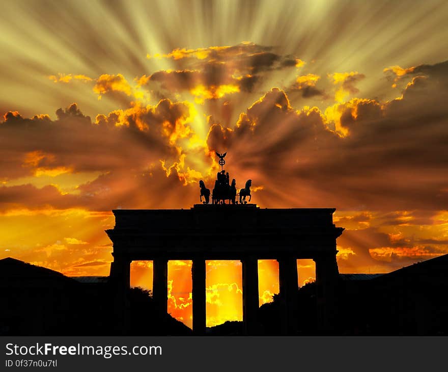 Silhouette of Horse Under Sunset