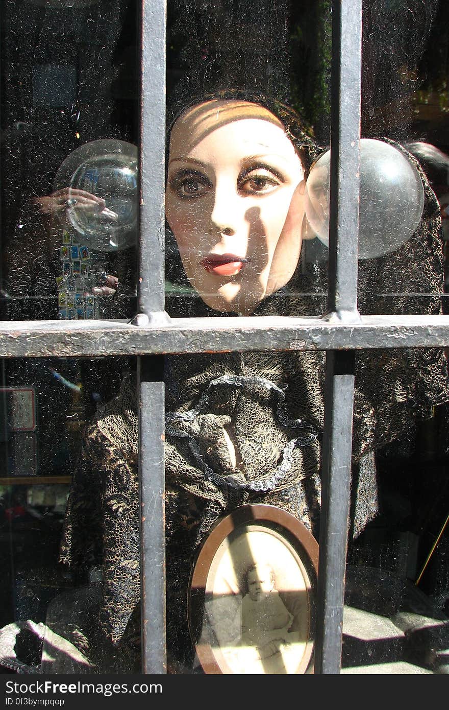 antique-store window woman