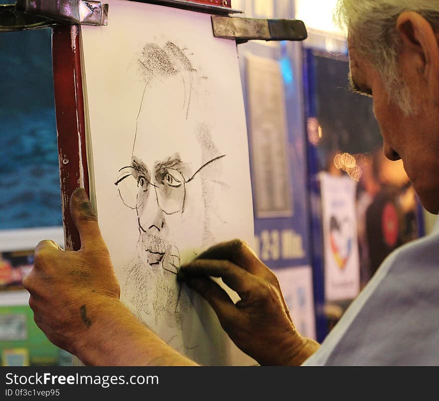 Person Doing Charcoal Painting Outdoor