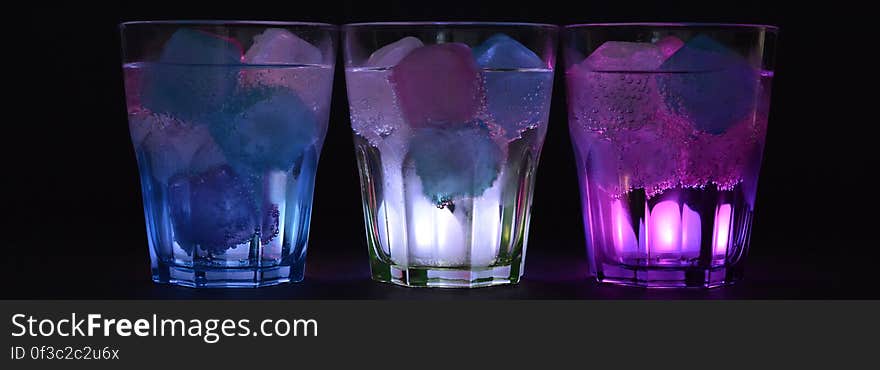 3 Lighted Clear Drinking Glass With Beverage