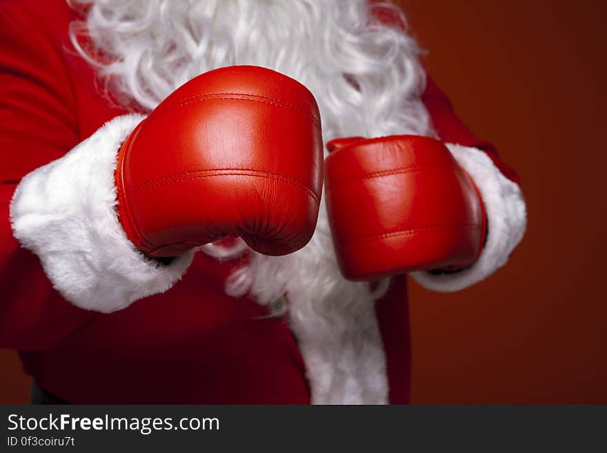 Santa Claus Wearing Boxing Gloves