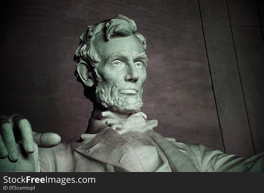 The statue of Abraham Lincoln in the Lincoln Memorial, Washington DC.