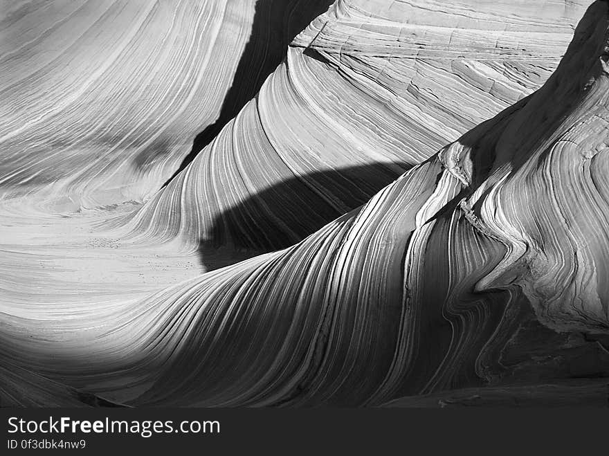 Grayscale Photography of Mountain Pass