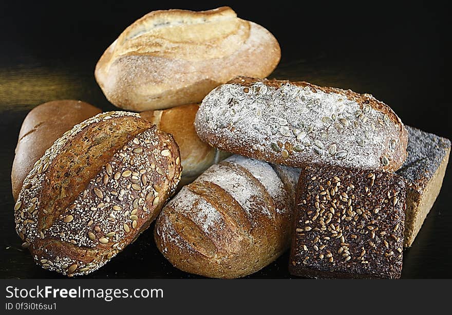 Various loaves of baked bread. Various loaves of baked bread.