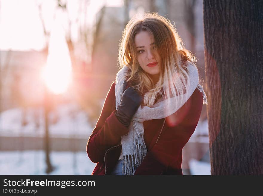 Portrait of Young Woman during Winter