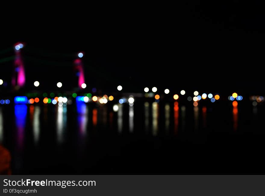 Defocused Image of Illuminated Lights at Night