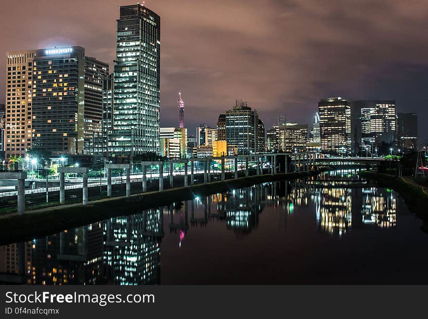 Illuminated City at Night