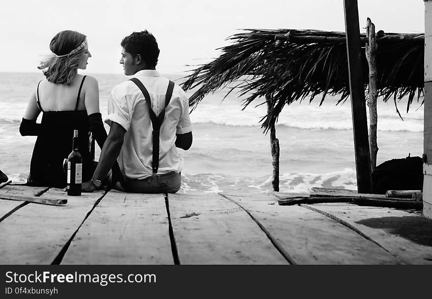 Rear View of People on Beach