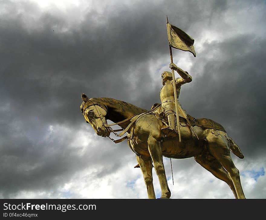 Joan of Arc Golden Sculpture Statue