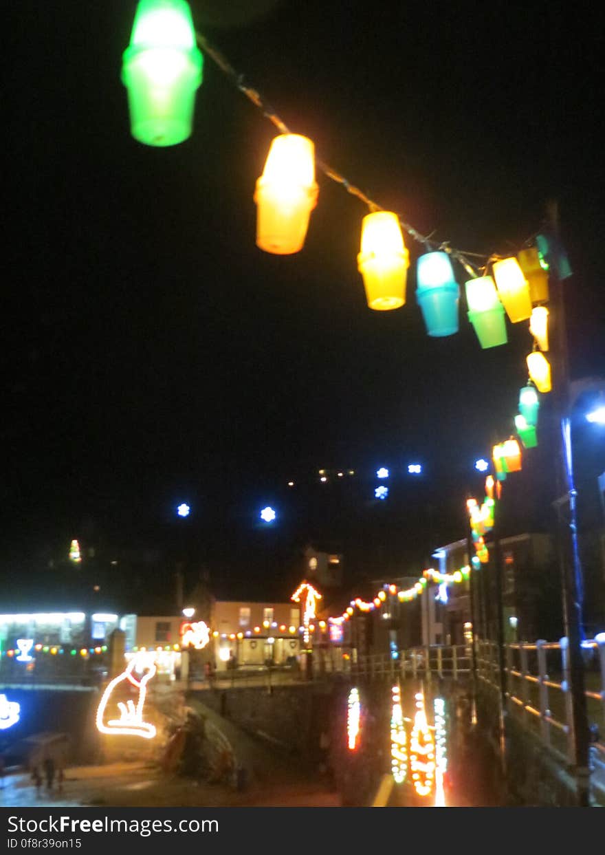 Christmas lights from 2014/15 at Mousehole, Cornwall.