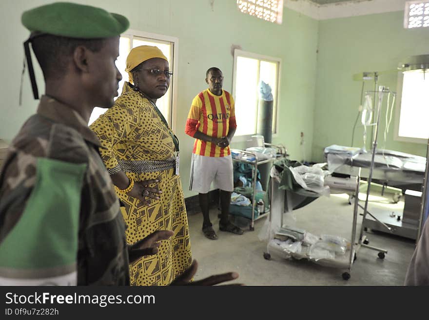 Deputy Special Representative of the Chairperson of the African Union Commission &#x28;DSRCC&#x29; Lydia Wanyoto-Mutende is shown the operating room during a visit to Beletweyne in Sector 4 on 28th June 2014. AMISOM Photo / David Mutua. Deputy Special Representative of the Chairperson of the African Union Commission &#x28;DSRCC&#x29; Lydia Wanyoto-Mutende is shown the operating room during a visit to Beletweyne in Sector 4 on 28th June 2014. AMISOM Photo / David Mutua