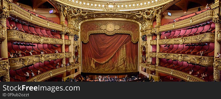 This is a panoramic view of the beautiful Palais Garnier in Paris. This is a panoramic view of the beautiful Palais Garnier in Paris.