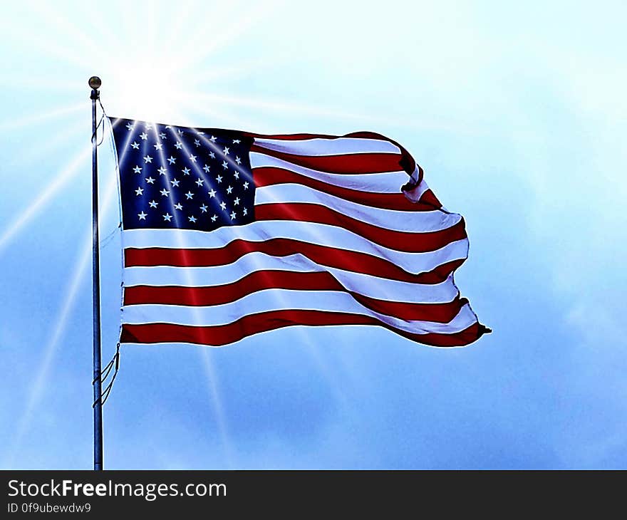 USA flag and sun