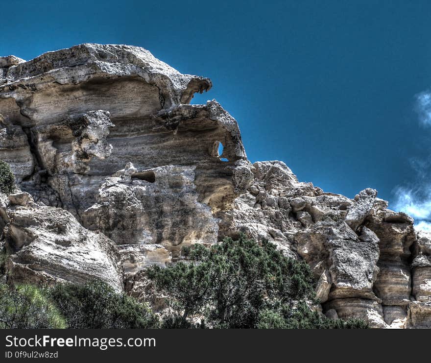 Sky, Plant, Cloud, Natural landscape, Bedrock, Mountain