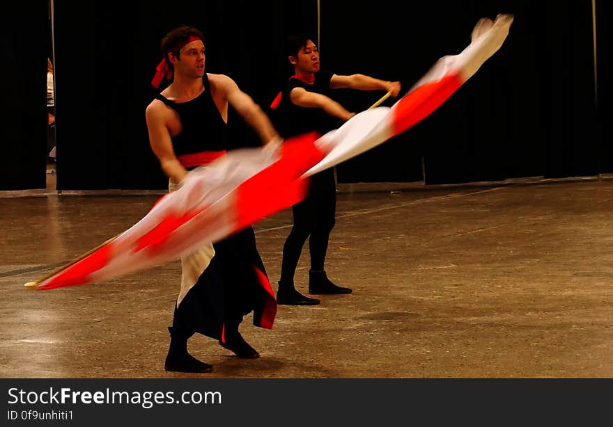 Practicing our flag routine backstage at the tourism show in Montreal last October. Practicing our flag routine backstage at the tourism show in Montreal last October.