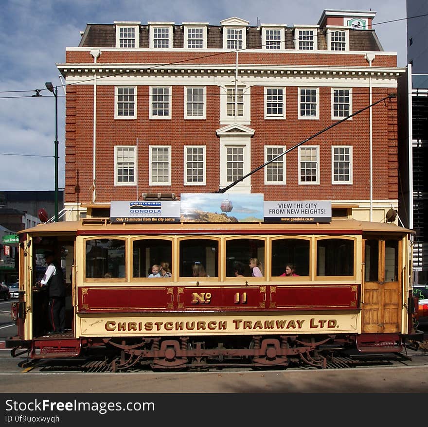 Tram 11: “The Boxcar” This cheerful little red 28-seater, built in Philadelphia, U.S.A., served Dunedin for decades and came to Christchurch for restoration in the 1990s. Its seats run the length of the car, rather than face forward with a central aisle as is usual. Tram 11: “The Boxcar” This cheerful little red 28-seater, built in Philadelphia, U.S.A., served Dunedin for decades and came to Christchurch for restoration in the 1990s. Its seats run the length of the car, rather than face forward with a central aisle as is usual.